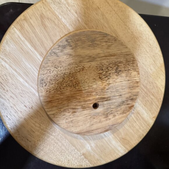 Vintage Solid Oak Wood Lazy Susan Rotating Serving Tray Centre Piece Turntable - Picture 4 of 4
